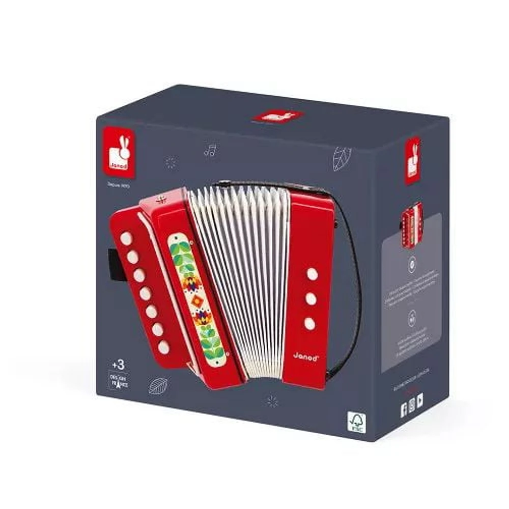 Janod -Classic Gioia Accordion for Children with Strap - 3+ Years