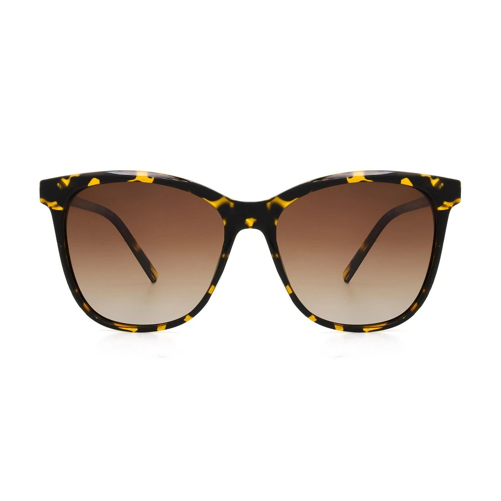 Lunettes de soleil carrees écaille de tortue ambre polarisées pour femmes Time & Tru