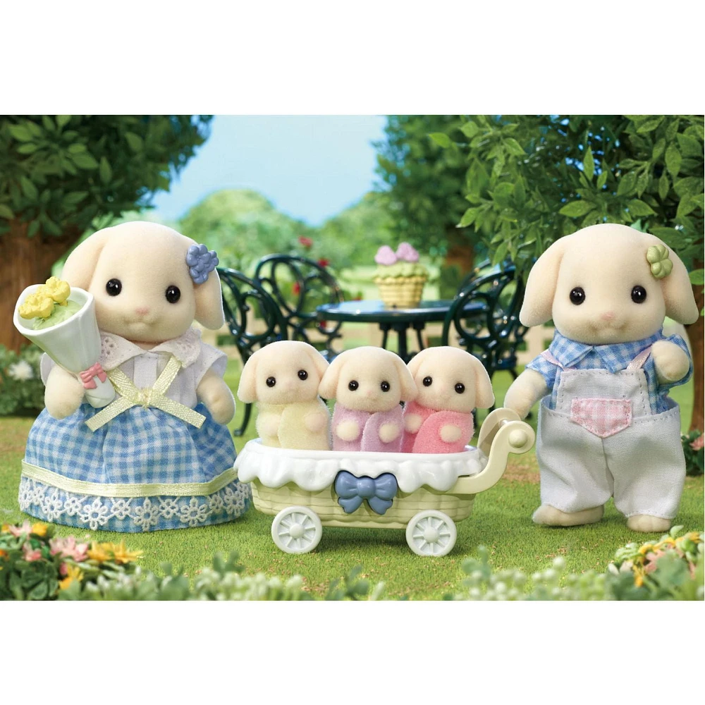 Calico Critters Flora Rabbit Family, Set of 4 Collectible Doll Figures, 4 Collectible Doll Figures