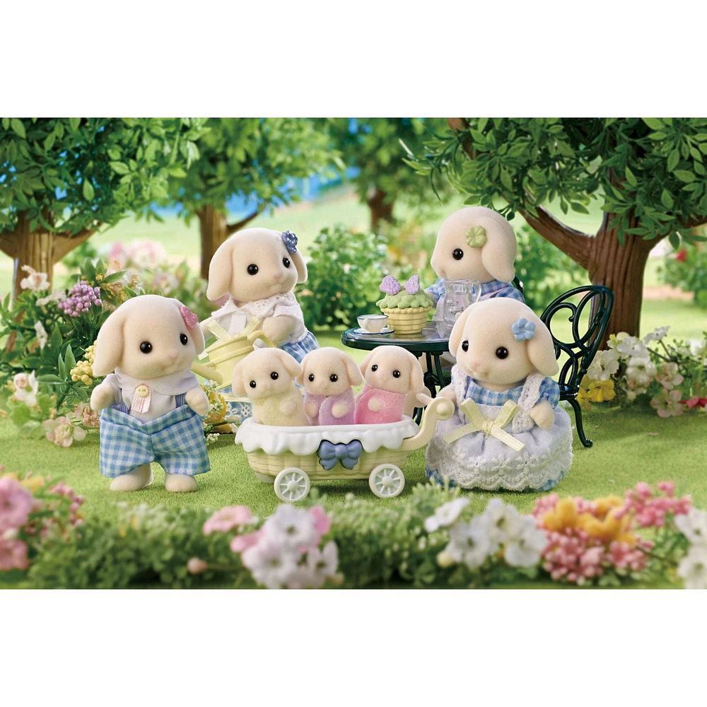 Calico Critters Flora Rabbit Family, Set of 4 Collectible Doll Figures, 4 Collectible Doll Figures