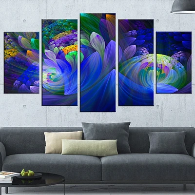 Design Art Blue Fractal Flower Bouquet Floral Large Abstract Canvas Art Print