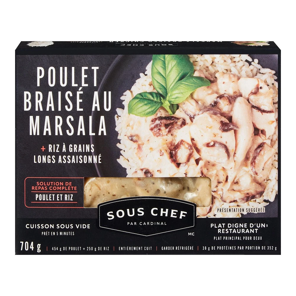Poulet braisé au Marsala avec riz à grains longs assaisonné Sous Chef par Cardinal 704 g