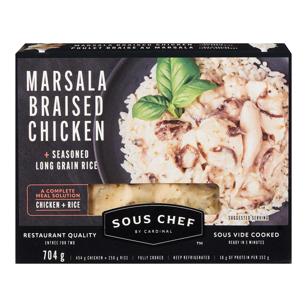 Poulet braisé au Marsala avec riz à grains longs assaisonné Sous Chef par Cardinal 704 g
