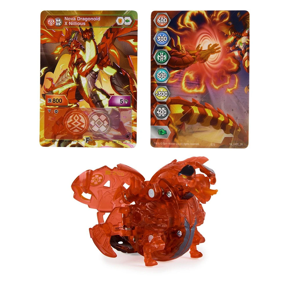 Bakugan Legends, Nova Dragonoid X Nillious Light Up Bakugan Action Figures, 1 Character Card and Metal Gate Card, Kids Toys for Boys Ages 6 and Up