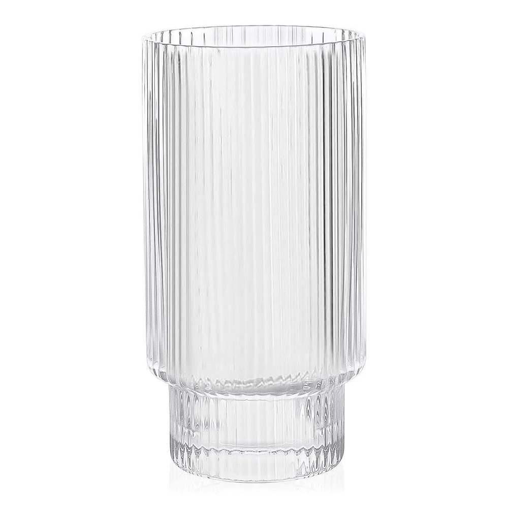 Ribbed Highball Glass 420ml, Set of 4