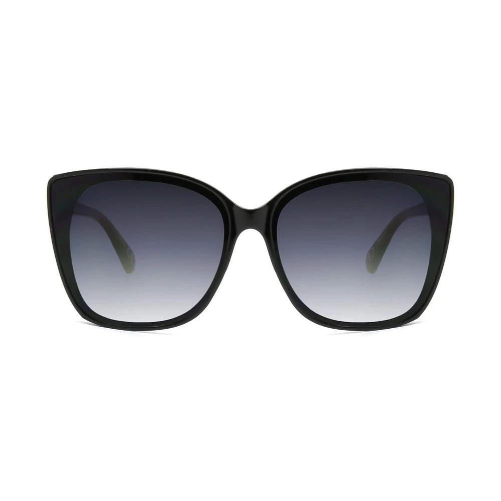 Lunettes de soleil œil de chat noires et dorées pour femmes Time & Tru