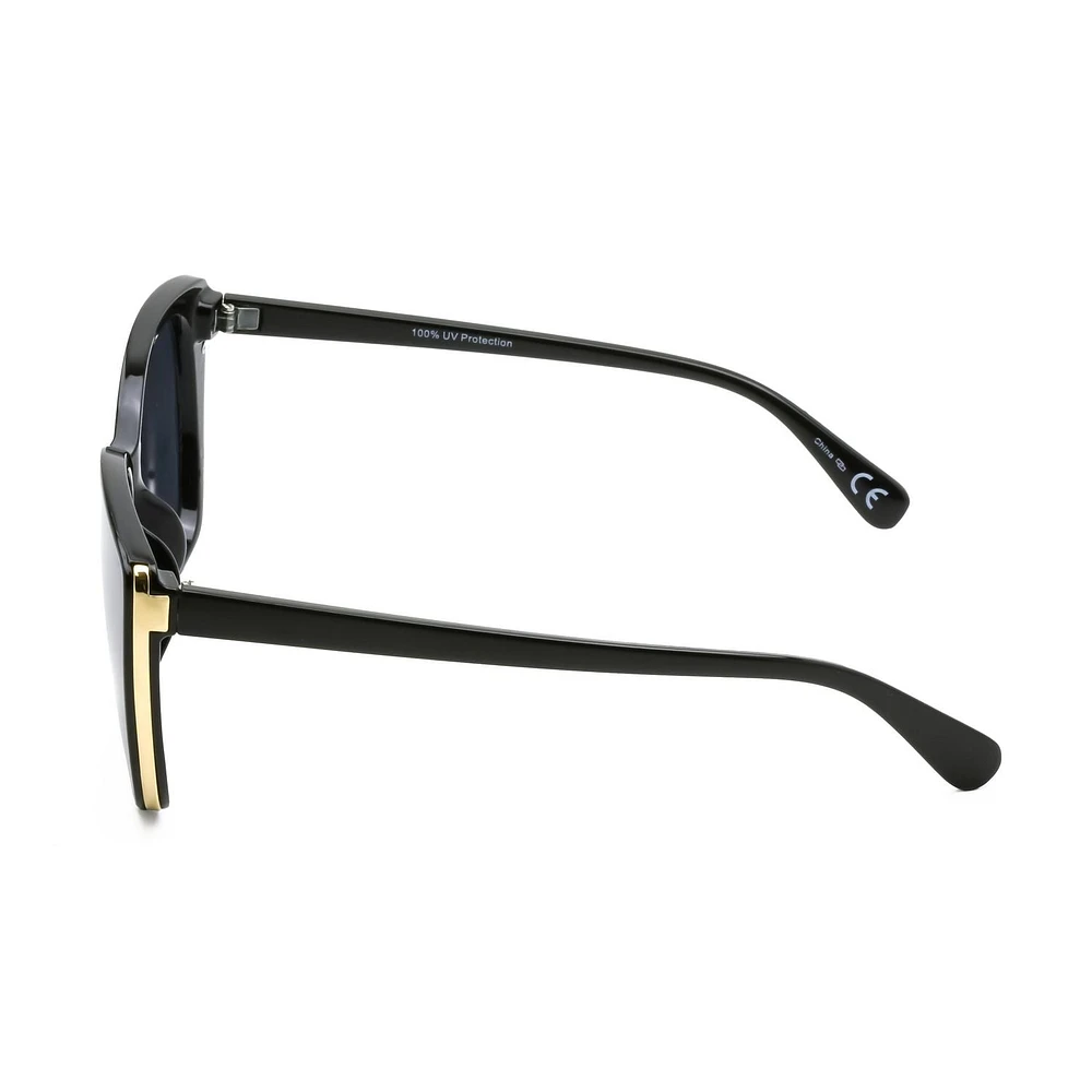 Lunettes de soleil œil de chat noires et dorées pour femmes Time & Tru