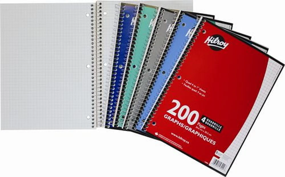 Hilroy 1 Subject Notebook Quad, 200 Page, 10-½" x 8"