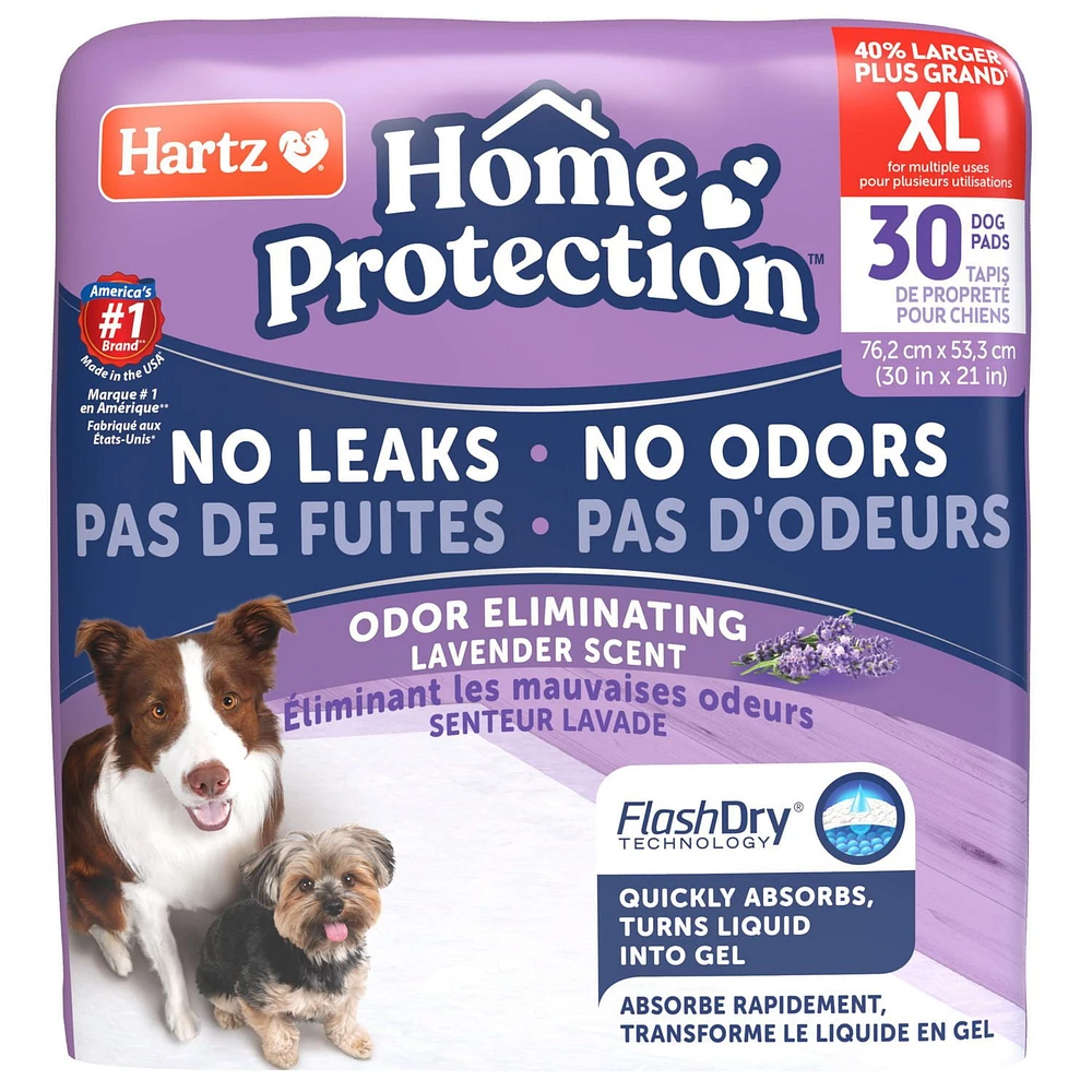 Hartz Home Protection Odeur Lavande 30 ct Tapis de pipi et tapis de dressage extra larges pour chiots et chiens adultes 30ct cousins pour chien