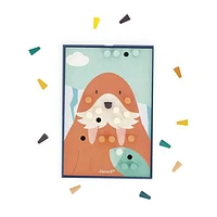 Janod - Mosaïques en bois - Puzzle - Jeu de compétences d'apprentissage précoce - Motricité fine - Pour les tout-petits - À partir de 18 mois