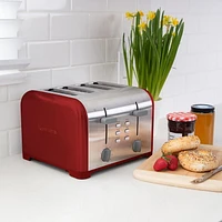 Kenmore 4-Slice Toaster Stainless Steel,  Extra Wide Slot,  Dual Controls, Red