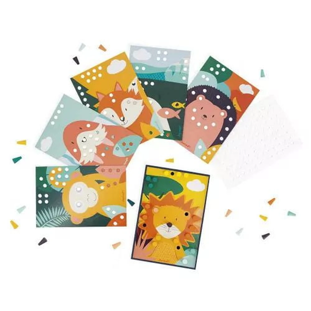 Janod - Mosaïques en bois - Puzzle - Jeu de compétences d'apprentissage précoce - Motricité fine - Pour les tout-petits - À partir de 18 mois