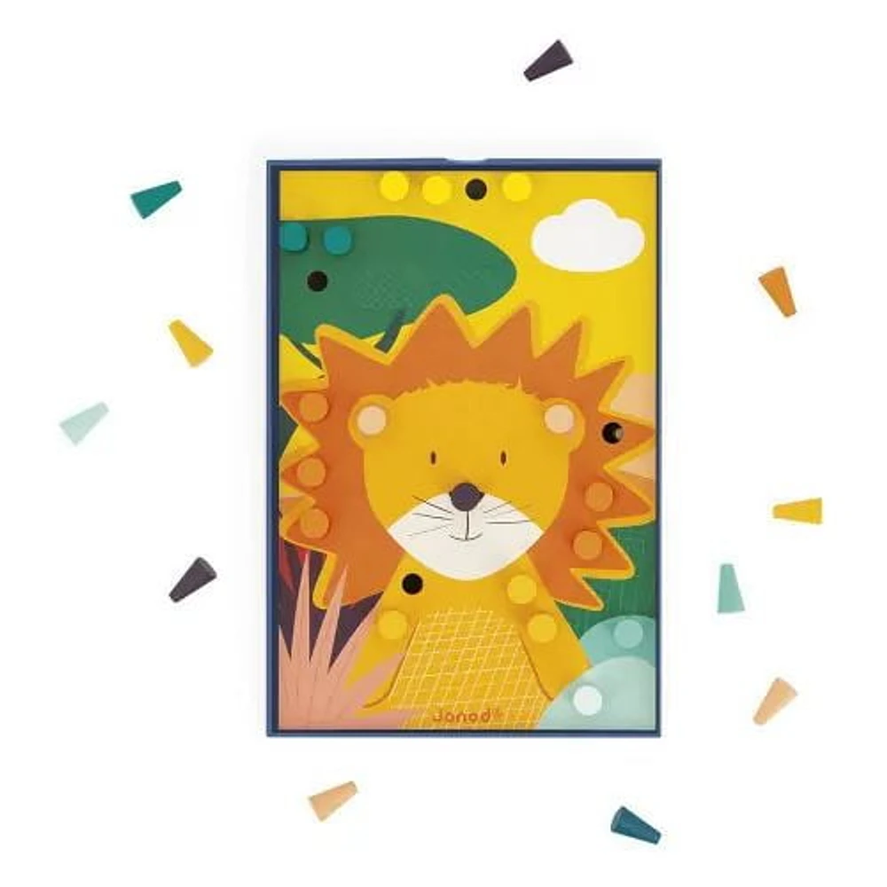 Janod - Mosaïques en bois - Puzzle - Jeu de compétences d'apprentissage précoce - Motricité fine - Pour les tout-petits - À partir de 18 mois