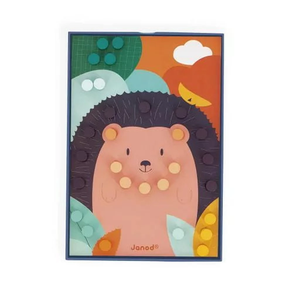 Janod - Mosaïques en bois - Puzzle - Jeu de compétences d'apprentissage précoce - Motricité fine - Pour les tout-petits - À partir de 18 mois