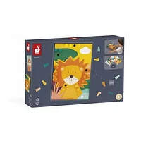 Janod - Mosaïques en bois - Puzzle - Jeu de compétences d'apprentissage précoce - Motricité fine - Pour les tout-petits - À partir de 18 mois