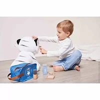 Janod - Kit de rasage pour enfants - 7 accessoires en bois + sac - Jouet d'imitation - 3 ans