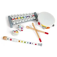 Janod- Musical Set Confetti (Wood) - Set of 4 instruments - Discovery of music and sounds - 2 to 5 years old.