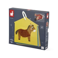 Janod - Tactile Card Set Farm - Colourful Cardboard Animal Cards - Development Toy - Early-Learning - Discovery Throught Touch - For Babies and Toddlers - From 12 Months + - Multilingual - 326920.