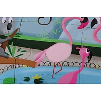 Janod • Jigsaw Puzzle Tactile Puzzle A Day at the Zoo • 20 Pieces • 65 x 50 cm Cardboard Puzzle with Poster • Educational Toys Gift for Kids Boys and Girls 2-4 Years • J02774