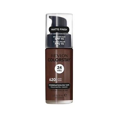 Fond de teint longue tenue pour peaux mixtes à grasses Revlon ColorStay™, FPS 15 Une peau améliorée de jour en jour. Tenue 24 h.