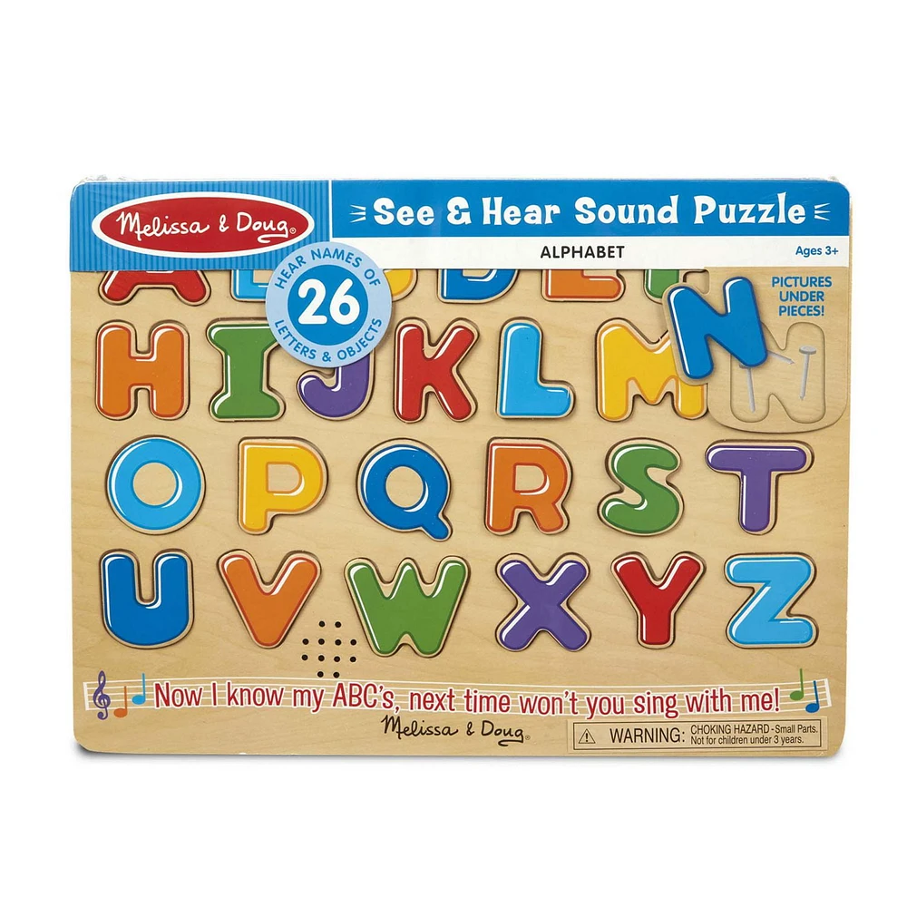 Melissa & Doug Wooden Alphabet Sound Puzzle - Wooden Puzzle With Sound Effects (26 pcs)