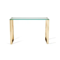 Gen Glass Console Table with Gold Stainless Steel Legs 30x36x8in