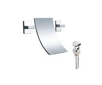 DROP Bath and Kitchen DR091446 Bathroom Sink Faucet with Unique shape in Chrome color from Waterfall series - includes Drain with overflow