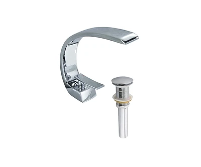 DROP Bath and Kitchen DR091463 Bathroom Sink Faucet with Round shape in Chrome color from Waterfall series - includes Drain without overflow