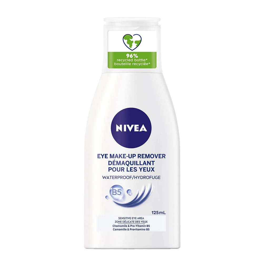 NIVEA Waterproof Eye Make-Up Remover | Hydrates and Protects | Enriched with Camomile | Dermatologist Tested, 125 mL