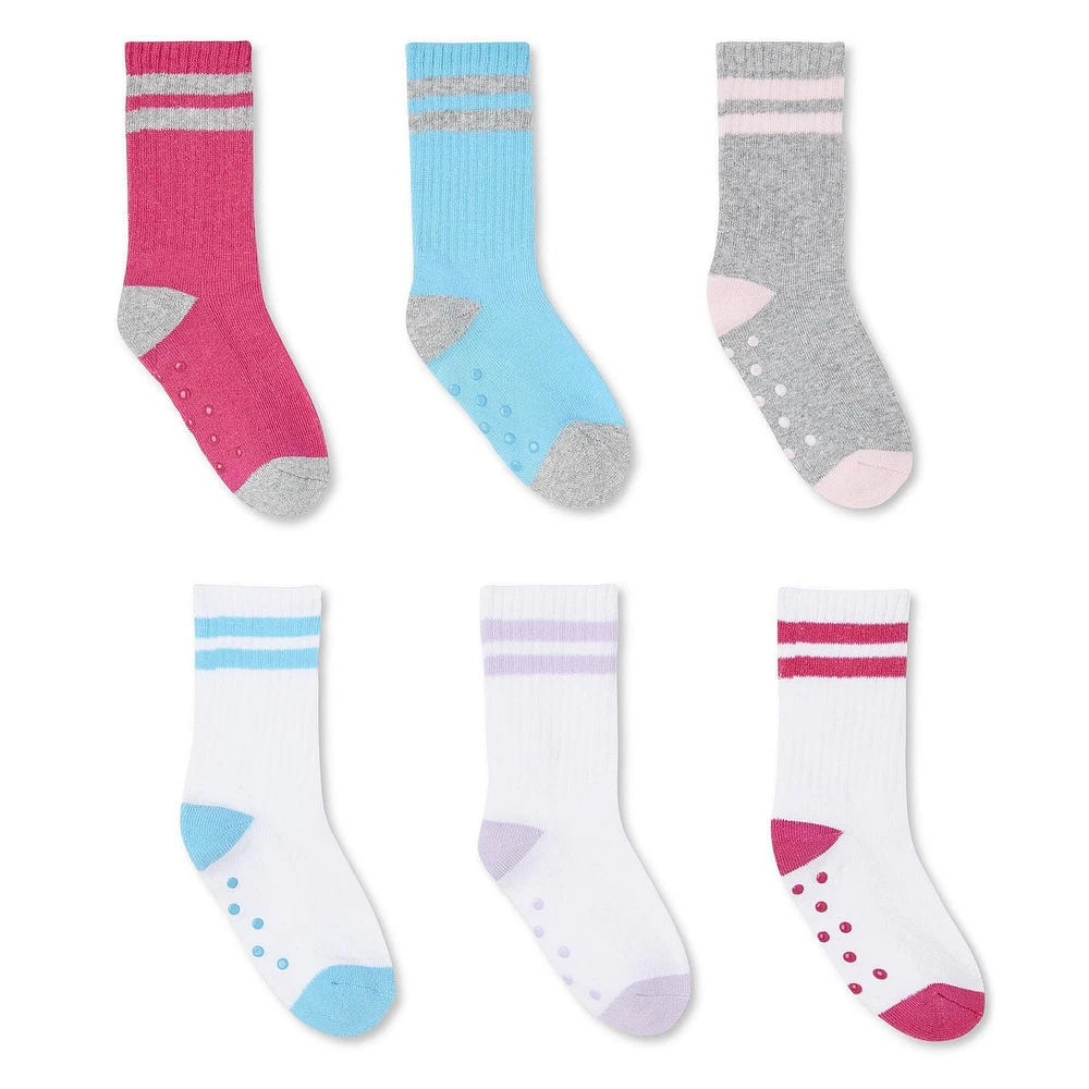 George Baby Girls' Sporty Crew Socks 6-Pack, Sizes 2-11 months