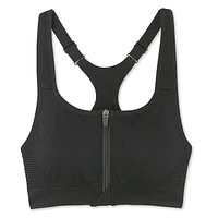 Soutien-gorge de sport sans coutures zippé sur le devant Athletic Works pour femmes
