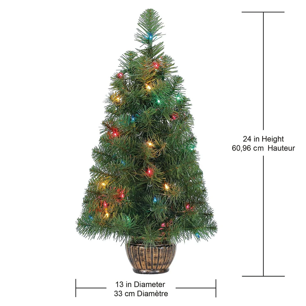 Holiday Time Venus 24" Pre-Lit Regular Full Fir Christmas Tree, Green