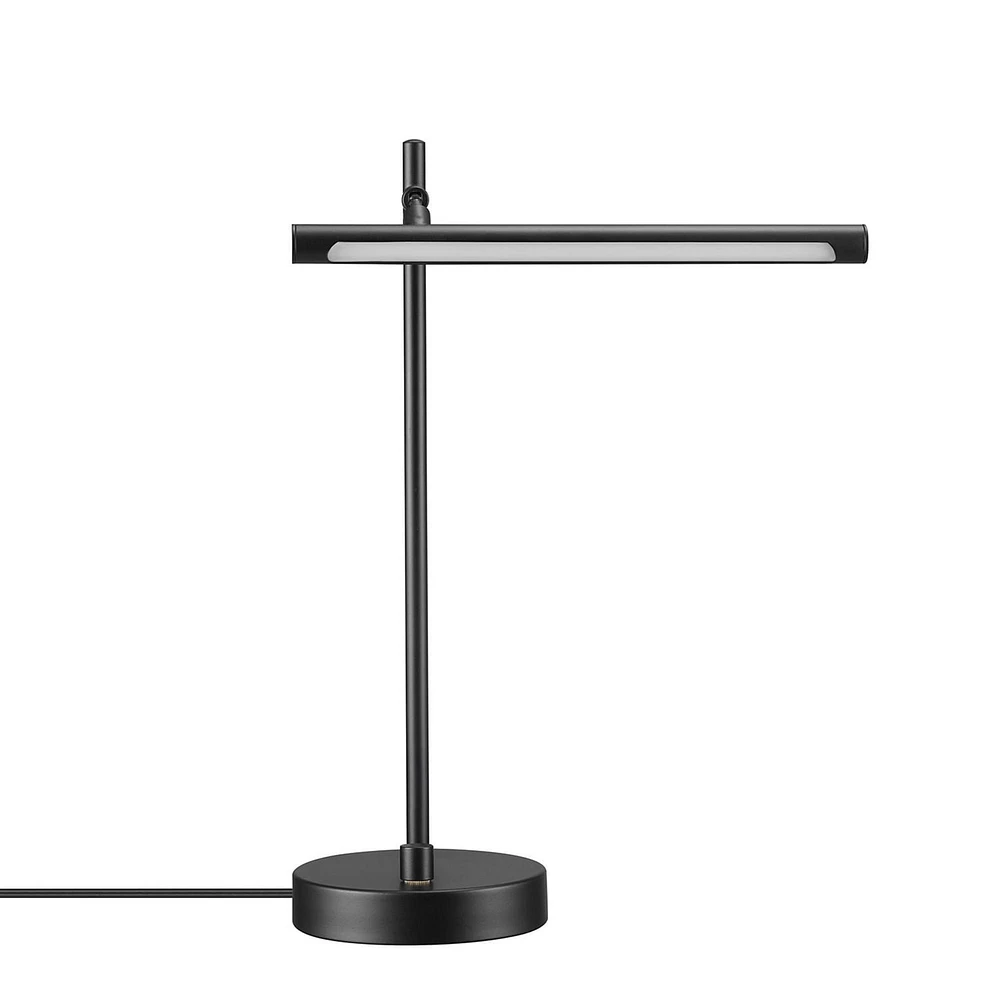 15" 5W LED Integrated Matte Black Desk Lamp, Push Button Dimmer Rotary Switch, 200 lumens, 3000K, CRI 90<br>