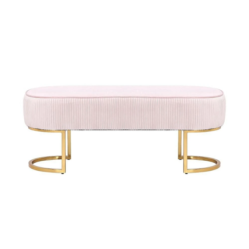 Hernond Bench Made of Velvet Upholstery in Pink and Shiny Gold Legs