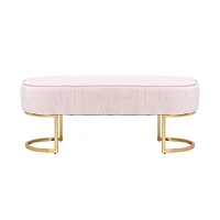 Hernond Bench Made of Velvet Upholstery in Pink and Shiny Gold Legs