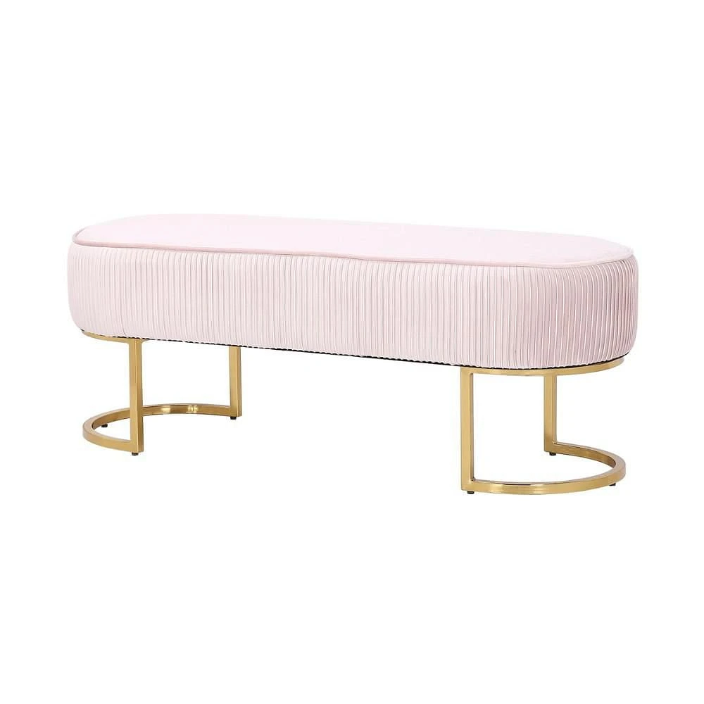 Hernond Bench Made of Velvet Upholstery in Pink and Shiny Gold Legs