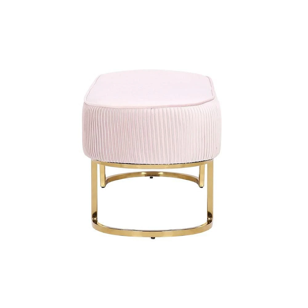 Hernond Bench Made of Velvet Upholstery in Pink and Shiny Gold Legs