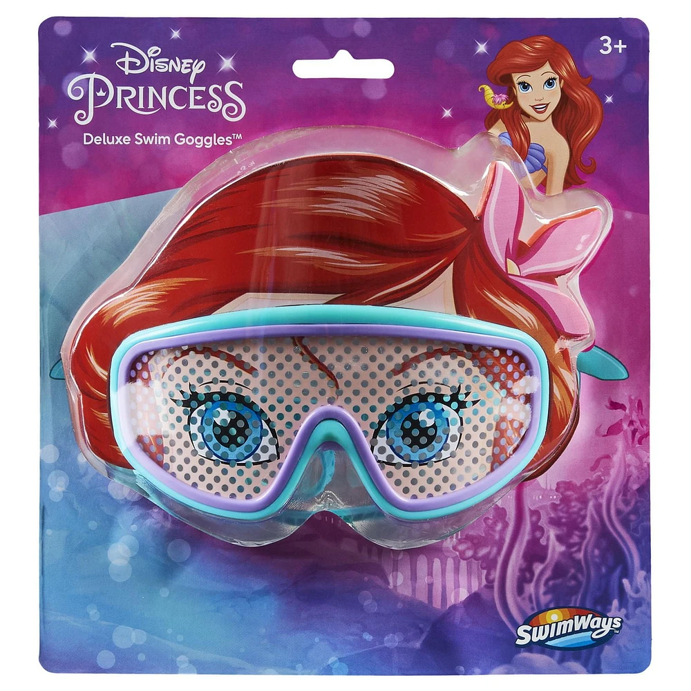 SwimWays Disney Princess Character Mask Kids Deluxe Swim Goggles, Ariel