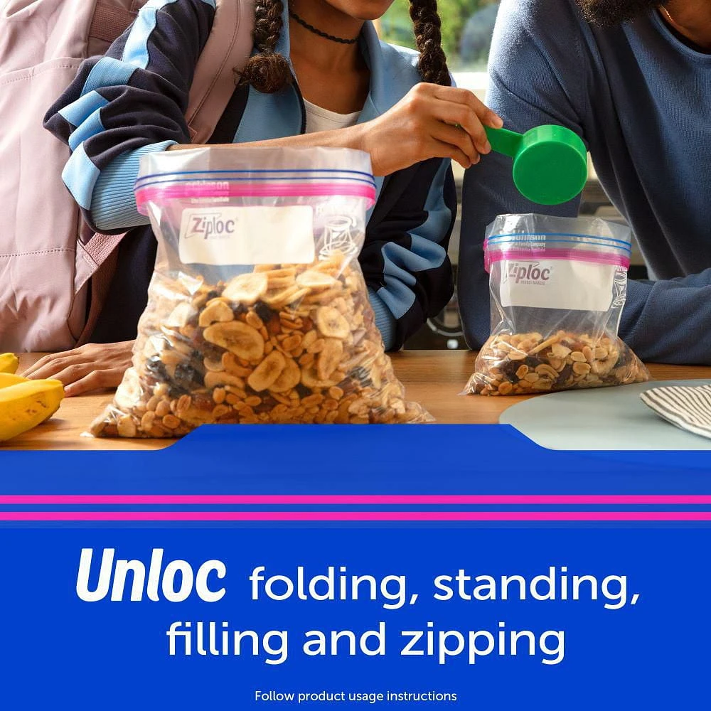 Ziploc® Storage Bags with Stay Open Technology, Large, 19 Bags