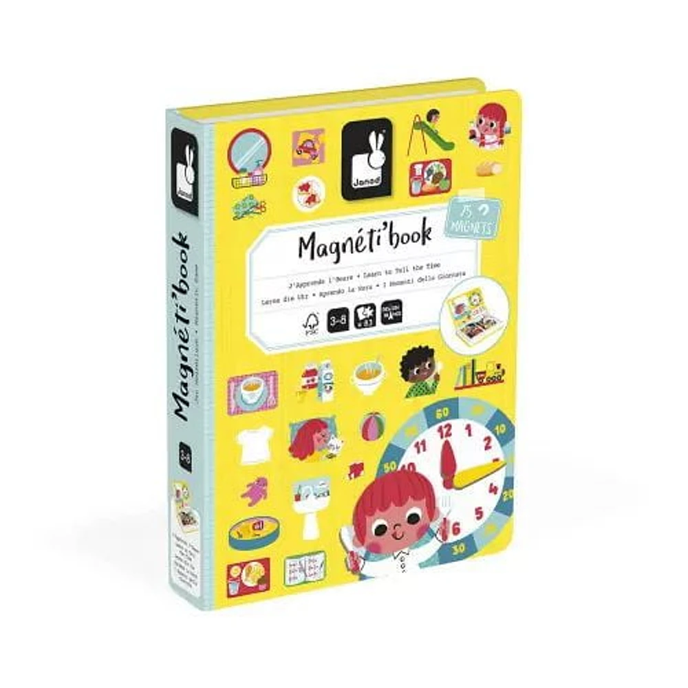 Janod MagnetiBook 94 pc Magnetic Telling Time Game - Ages 3+