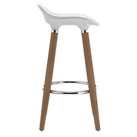 Set of 2 Mid-Century ABS & Solid Wood 26'' Counter Stool in White