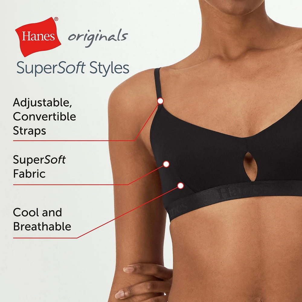 Hanes Originals pour femmes, Bralette courte dégagée super douce