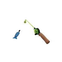 Quirky Kitty Reel Fun Fishing Rod Light Up Interactive Teaser Wand Cat Toy, Light Up Teaser Wand