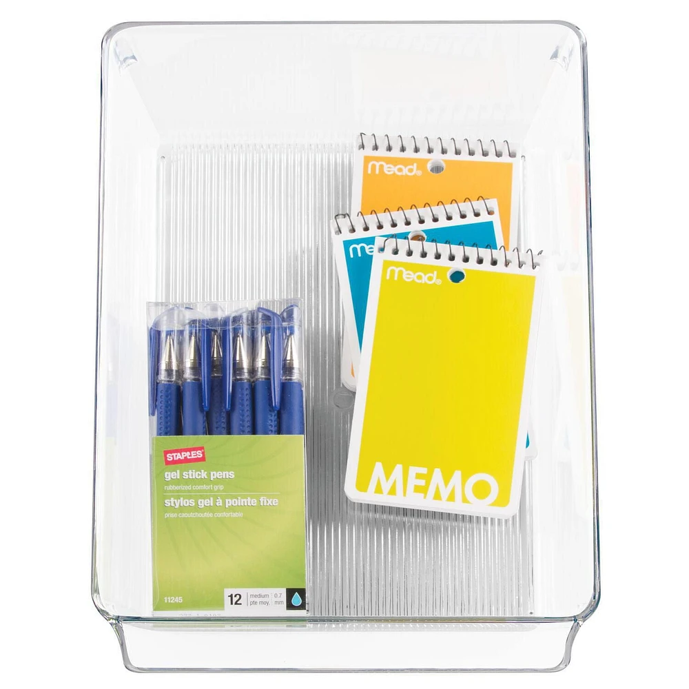 Bac organisateur transparent iDesign Linus en plastique sans BPA pour réfrigérateur et congélateur, avec poignée, pour cuisine, garde-manger, bureau, salle de bains – 8" x 11,5" x 3,5"