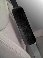 AUTO DRIVE Faux Sheepskin Seat belt Shoulder Pad, Soft and comfortable Travel Protector, Black, 7 in. W x 9 in. H