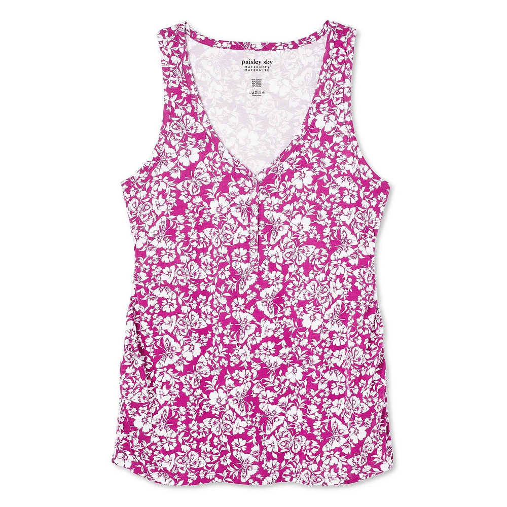 Paisley Sky Maternity Snap Henley Tank
