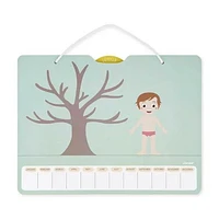 Janod - Wooden Children's Educational Calendar - 42 x 32 cm - Magnetic - 125 Magnets - Learning Time and Seasons - English Version - From 3 Years