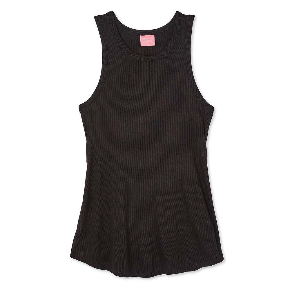 Paisley Sky Maternity Rib Halter Racer Tank, Sizes S-XXL