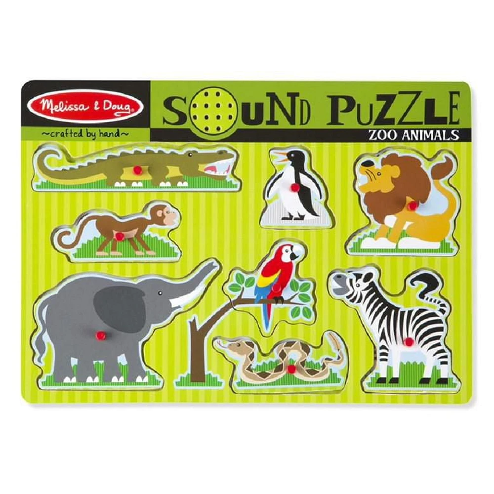 Melissa & Doug Wooden 7-Piece At the Zoo Sound Puzzle