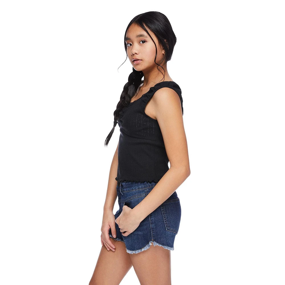 My Sister's Closet Girls' Cap Sleeve Ruched Top, Sizes S-XXL